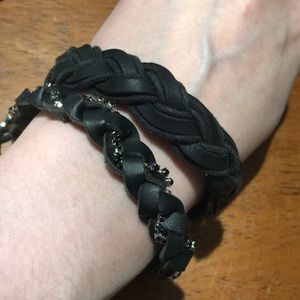Braider leather bracelet set black large unisex BOGO